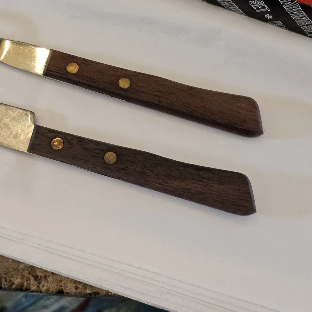 60's Rostfrei Wood Handle Meat Carving Knife & Fork Boxed Set Vintage MCM